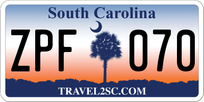 SC license plate ZPF070