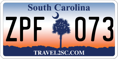 SC license plate ZPF073