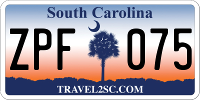 SC license plate ZPF075