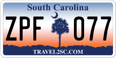 SC license plate ZPF077