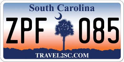 SC license plate ZPF085