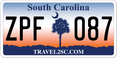 SC license plate ZPF087