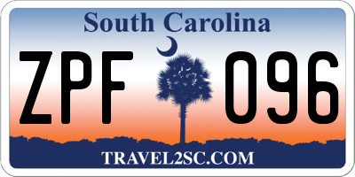 SC license plate ZPF096