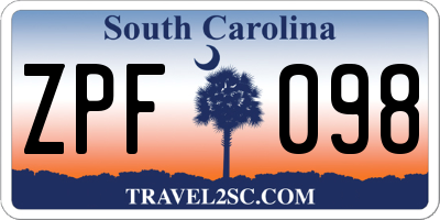 SC license plate ZPF098