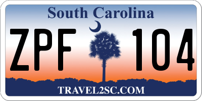 SC license plate ZPF104