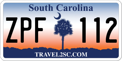 SC license plate ZPF112