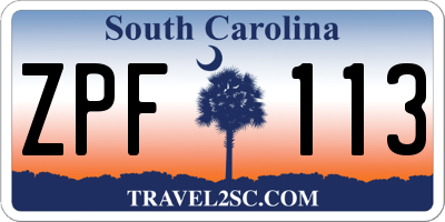 SC license plate ZPF113