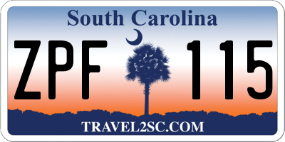 SC license plate ZPF115