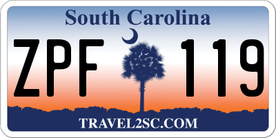 SC license plate ZPF119