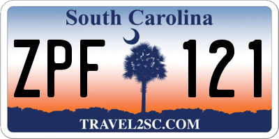 SC license plate ZPF121