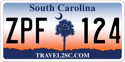 SC license plate ZPF124
