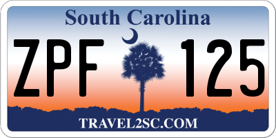 SC license plate ZPF125