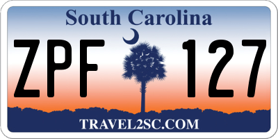 SC license plate ZPF127