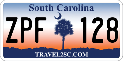SC license plate ZPF128