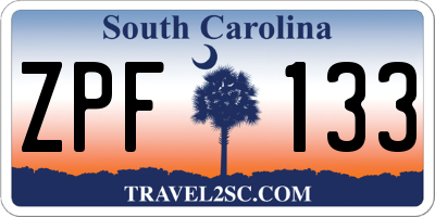 SC license plate ZPF133