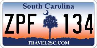 SC license plate ZPF134