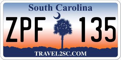 SC license plate ZPF135