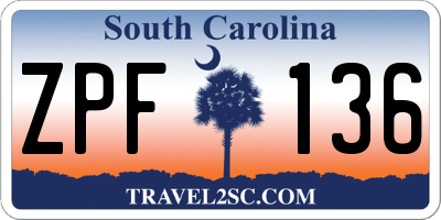 SC license plate ZPF136