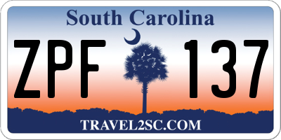 SC license plate ZPF137
