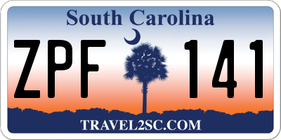SC license plate ZPF141