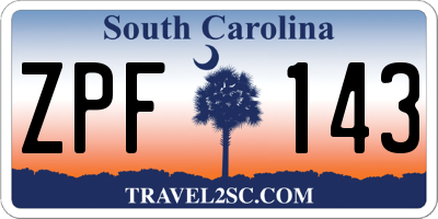 SC license plate ZPF143