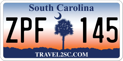 SC license plate ZPF145