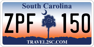 SC license plate ZPF150