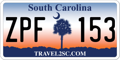SC license plate ZPF153