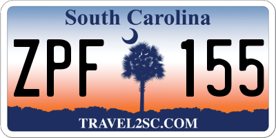 SC license plate ZPF155