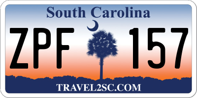SC license plate ZPF157