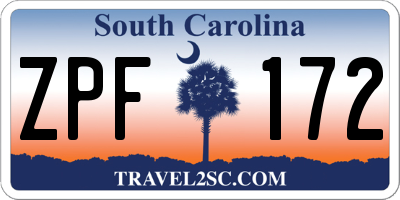 SC license plate ZPF172