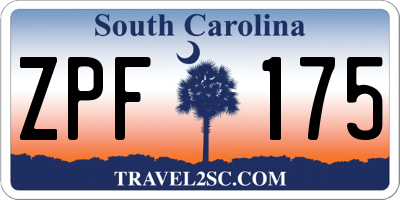SC license plate ZPF175