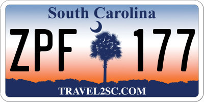 SC license plate ZPF177
