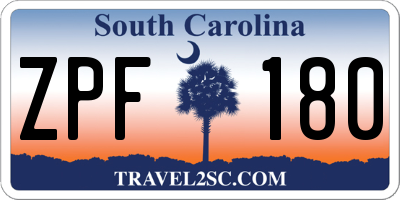 SC license plate ZPF180