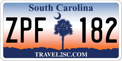 SC license plate ZPF182