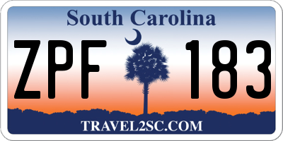 SC license plate ZPF183