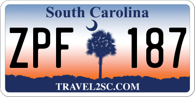 SC license plate ZPF187