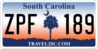 SC license plate ZPF189