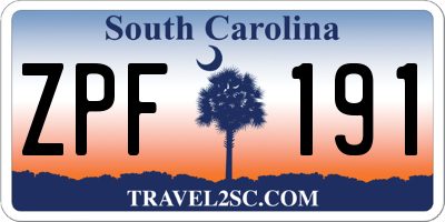 SC license plate ZPF191