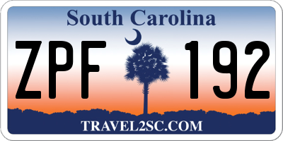 SC license plate ZPF192