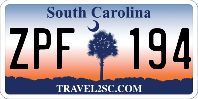 SC license plate ZPF194