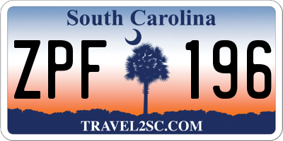 SC license plate ZPF196