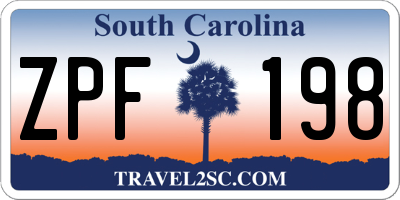 SC license plate ZPF198