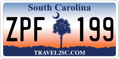 SC license plate ZPF199