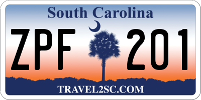SC license plate ZPF201