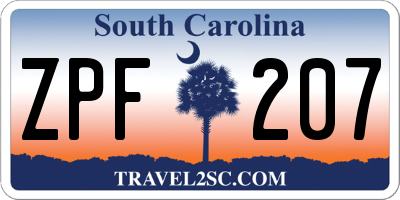 SC license plate ZPF207