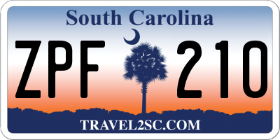 SC license plate ZPF210