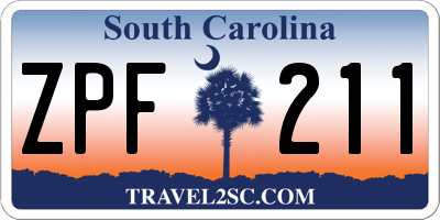 SC license plate ZPF211
