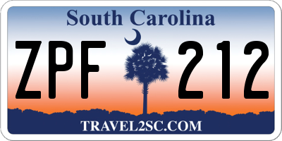 SC license plate ZPF212