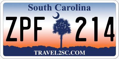 SC license plate ZPF214